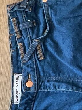 STAUD Blue Denim Jean collab with Wrangler